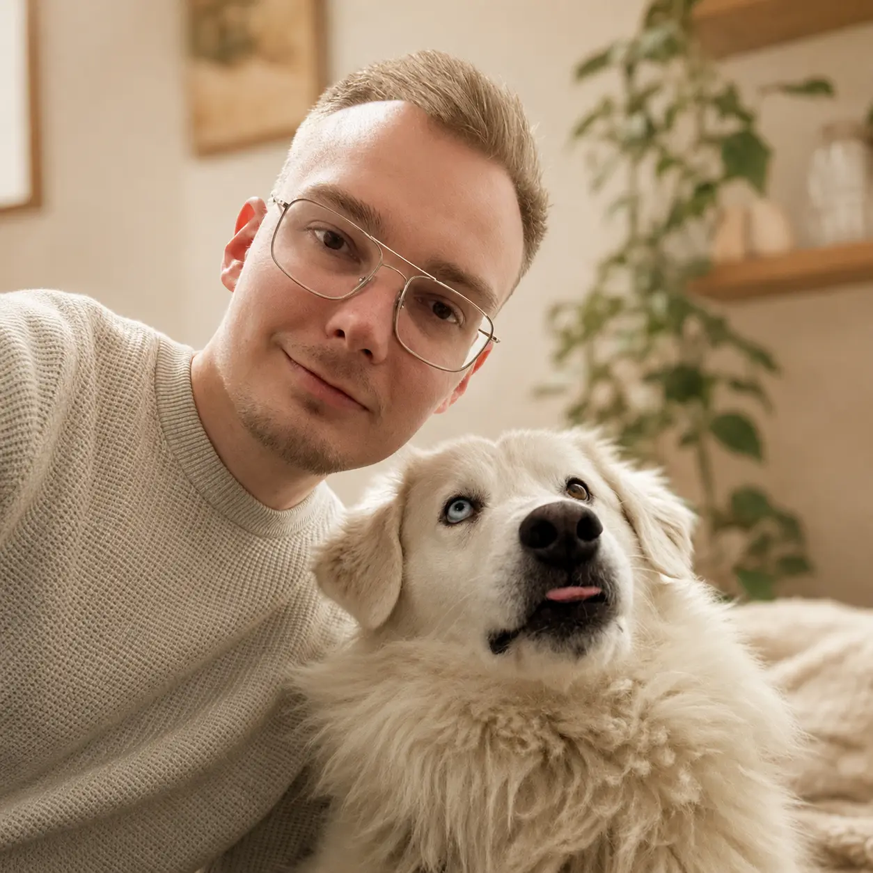 Marcel mit seinem Hund Shiro